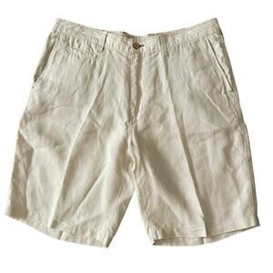 Tommy Bahama Relax Shorts Size 38 Beige 100% Linen Chino Straight‎ Beach Resort